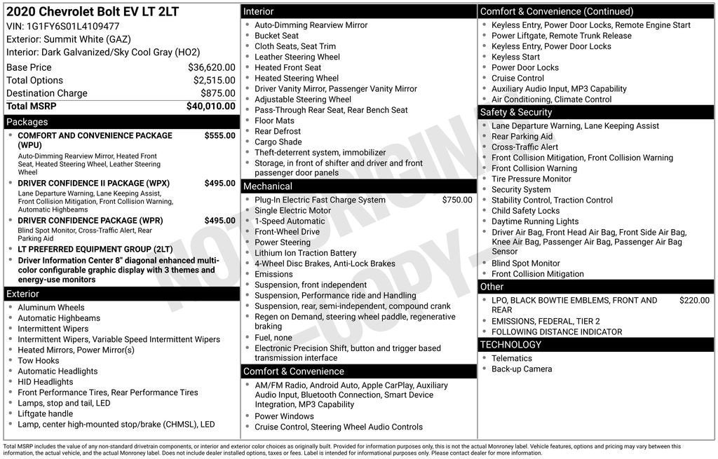 2020 Chevrolet Bolt EV LT