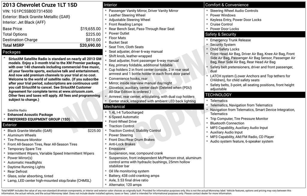 2013 Chevrolet Cruze 1LT