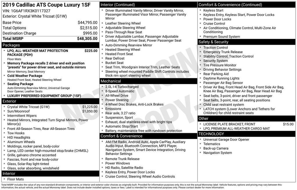 2019 Cadillac ATS Luxury AWD