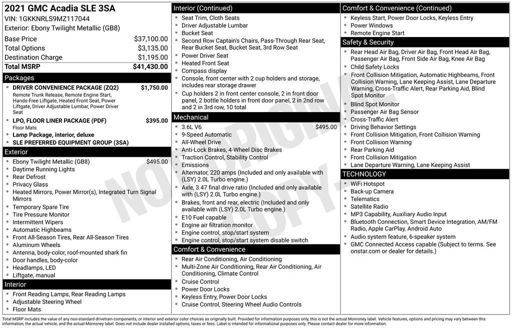 2021 GMC Acadia SLE