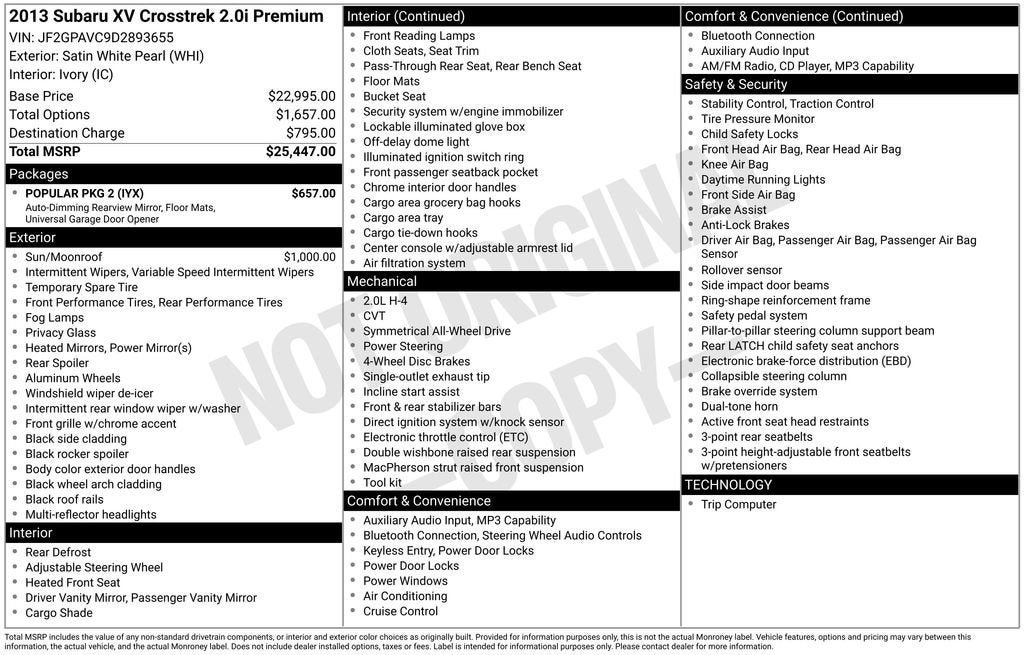 2013 Subaru XV Crosstrek Premium