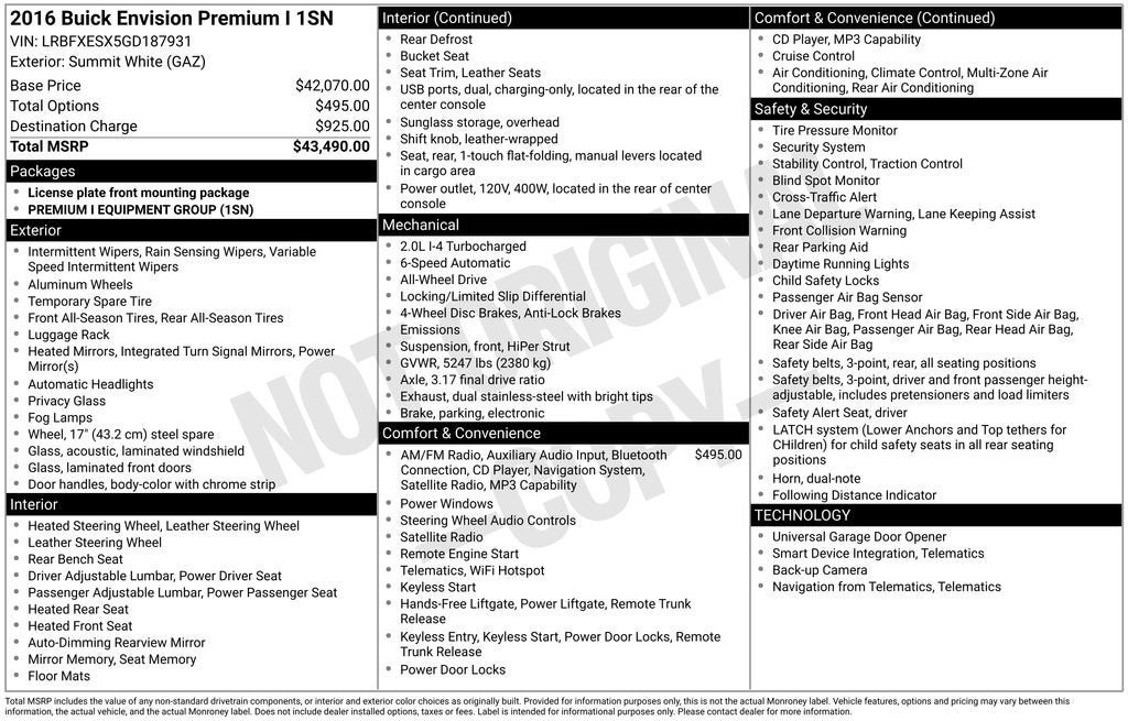 2016 Buick Envision Premium I